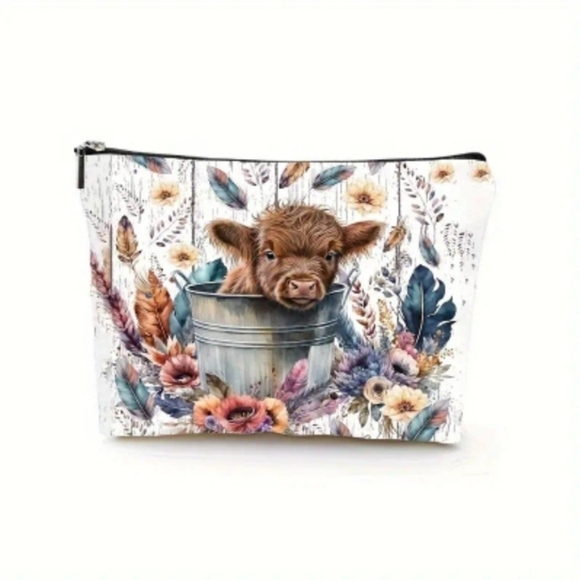 Handbags - Feather Highland Cow Canvas Bag